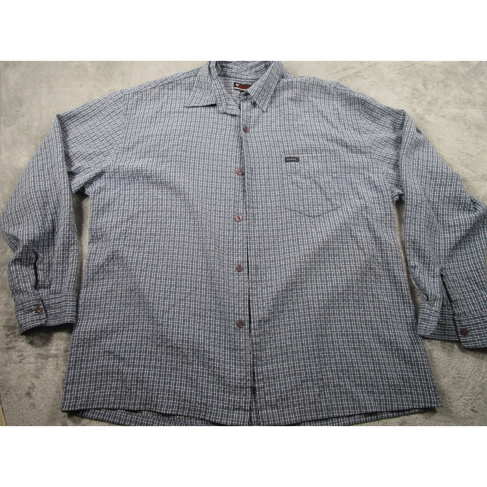 Vintage Guess Shirt Mens XL Blue Plaid Rayon Blend Button Up Long Sleeve‎